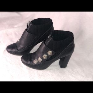 CHANEL Black Leather Ankle Boots